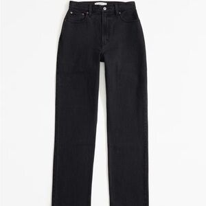 abercrombie and fitch 90s straight ultra high rise curve love black